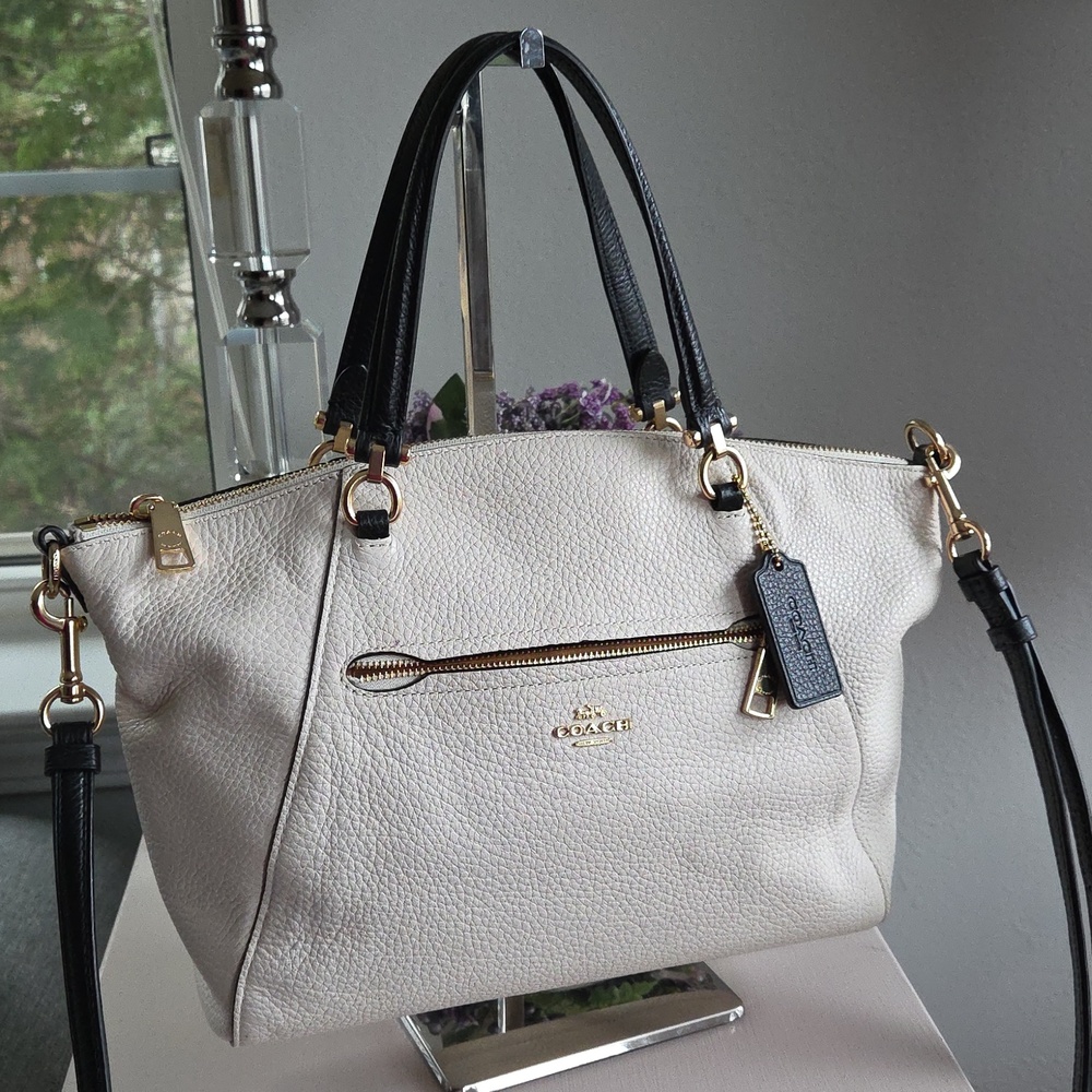 COACH Chalk & Black Prairie Leather Crossbody Bag - Picture 3 of 14
